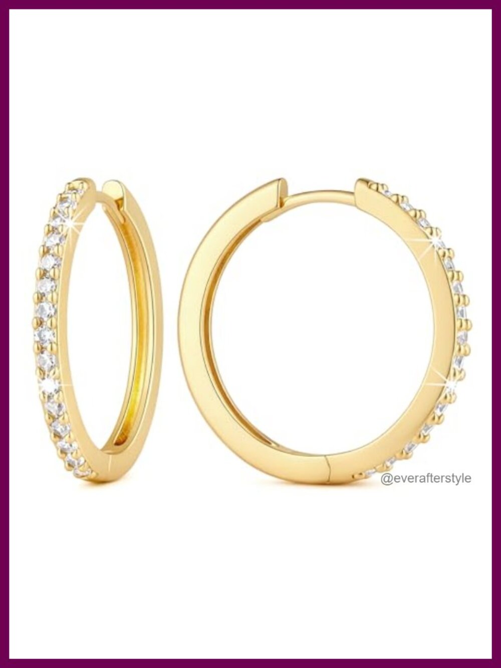 14K Gold Plated Hoop Earrings for Women Hypoallergenic Cubic Zirconia